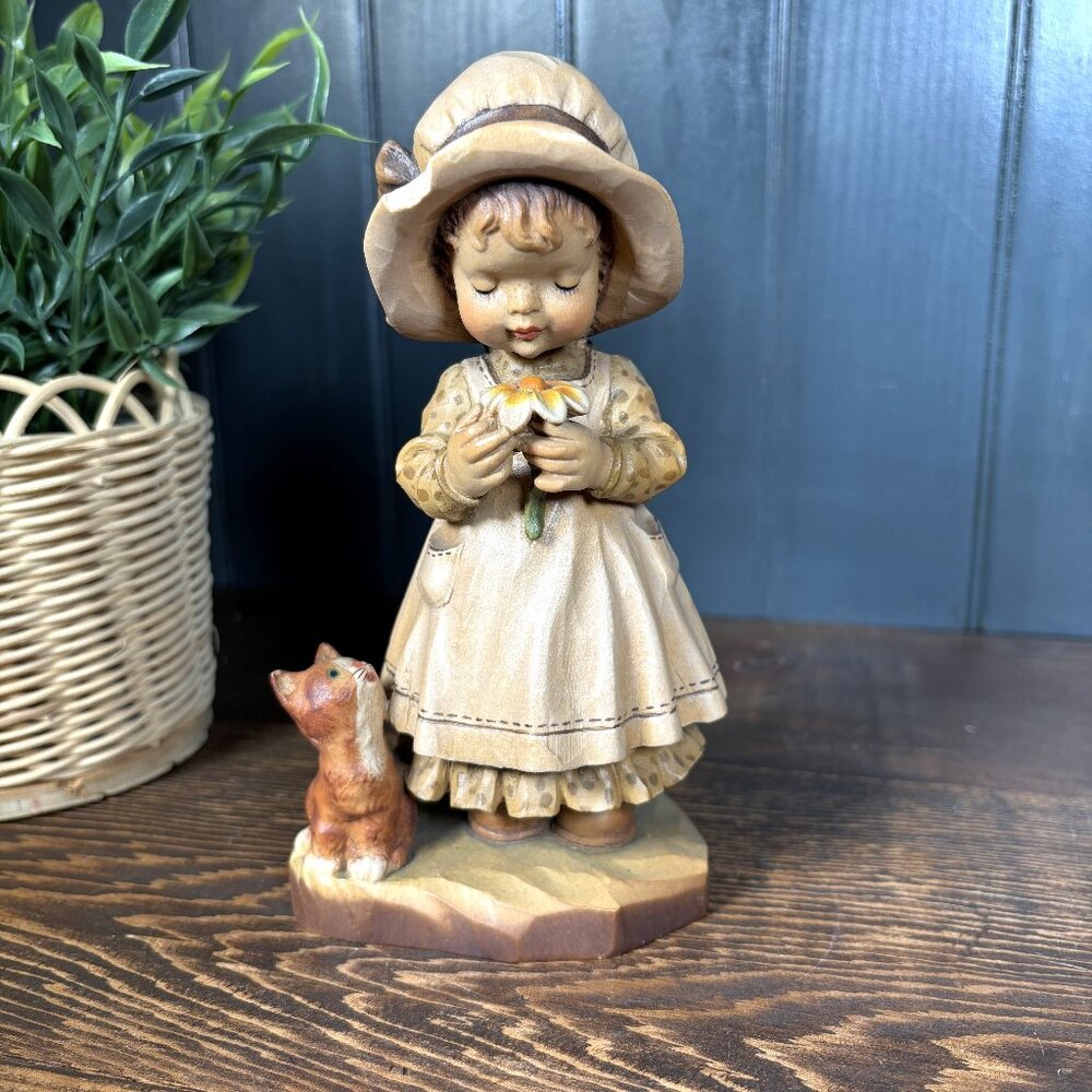 Vintage ANRI "Day Dreaming" Hand Carved Wood Figurine from Sarah Kay Art Work